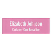 Gepersonaliseerde professionele effen roze magneti naambadge (Voorkant)