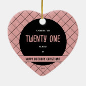 Gepersonaliseerde Proost aan 21 Jaar Modern en Ele Keramisch Ornament (Achterkant)