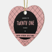 Gepersonaliseerde Proost aan 21 Jaar Modern en Ele Keramisch Ornament (Links)