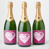 Gepersonaliseerde Proost op 21ste verjaardag Pink  Sparkling Wijnetiket (Flessen)