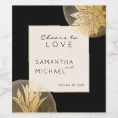 Gepersonaliseerde Proost op Liefde Zwart Goud Brui Wijn Etiket (Enkel label)