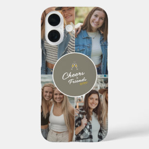 Gepersonaliseerde Proost op Vrienden 4 Fotocollage iPhone 16 Hoesje