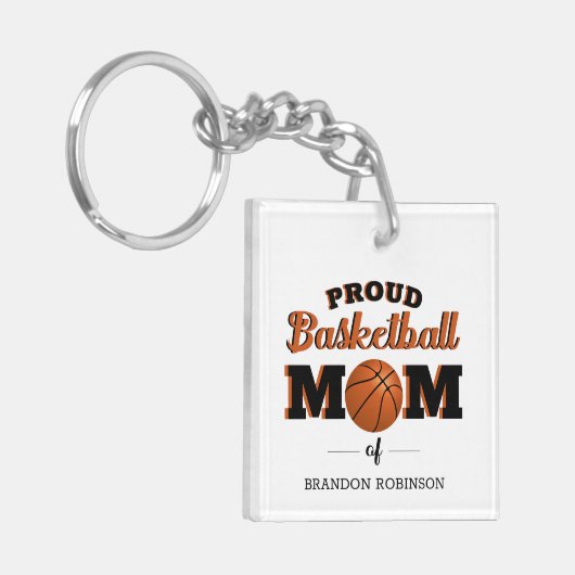 Gepersonaliseerde Proud Basketball Mam Sleutelhanger (Voorkant Links)