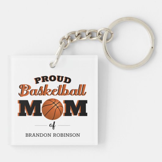 Gepersonaliseerde Proud Basketball Mam Sleutelhanger (Achterkant)