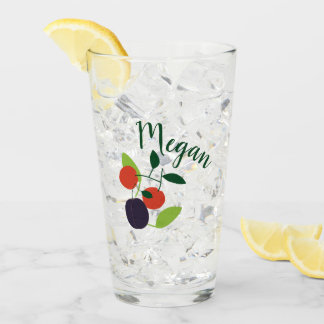 Gepersonaliseerde pruimen en kersen partij glas