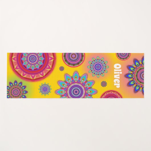 Gepersonaliseerde psychedelische hippy mandala yog yogamat (Voorkant (horizontaal))