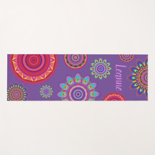 Gepersonaliseerde psychedelische hippy mandala yog yogamat (Voorkant (horizontaal))