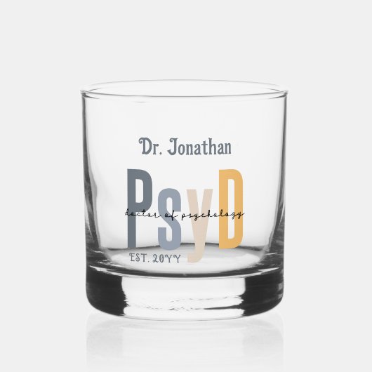 Gepersonaliseerde PsyD Doctor of Psychology Afstud Whisky Glas (Voorkant)