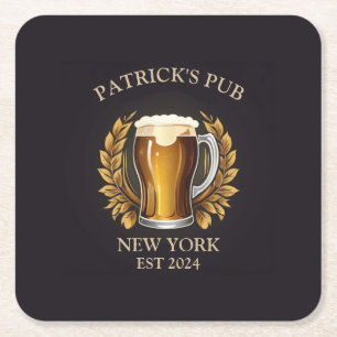 Gepersonaliseerde Pub Sign voor Home Bar Beer Glas Vierkante Kartonnen Onderzetter