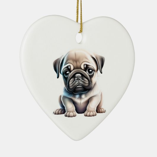 Gepersonaliseerde Pug Puppy Keramisch Ornament (Rechts)