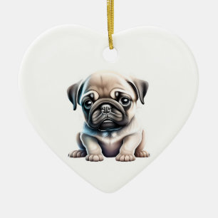 Gepersonaliseerde Pug Puppy Keramisch Ornament