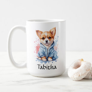 Gepersonaliseerde Puppy Waterverf Illustratie Koffiemok