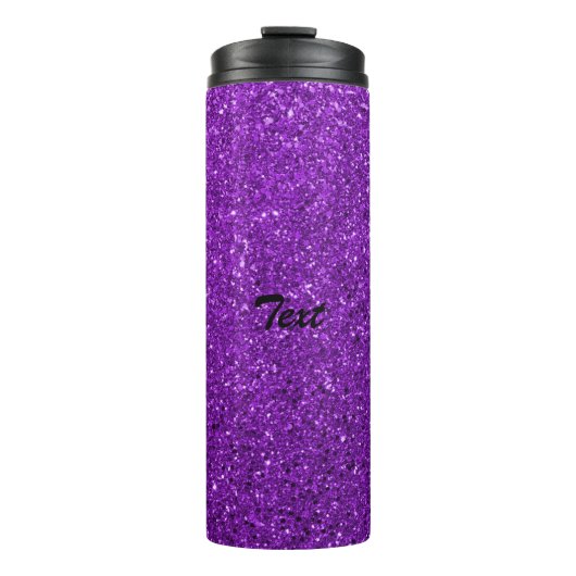 Gepersonaliseerde Purple Glitter Aangepaste naam Thermosbeker (Voorkant)