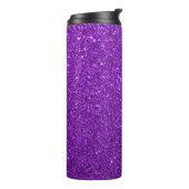 Gepersonaliseerde Purple Glitter Aangepaste naam Thermosbeker (Gedraaid links)