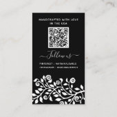 Gepersonaliseerde QR Code Black Earings Display Ka Visitekaartje (Achterkant)