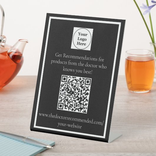 Gepersonaliseerde QR Code Desk Stand Reclamebord Met Voetstuk (Insitu)