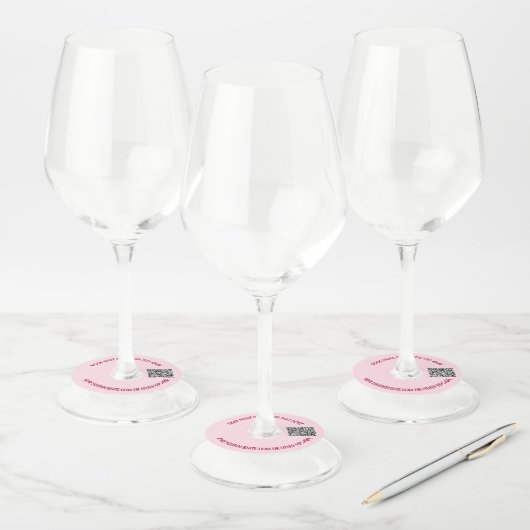 Gepersonaliseerde QR Code Tekst Wijnglas Label Sja (Set)
