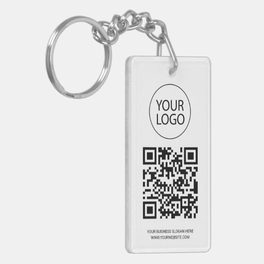 Gepersonaliseerde QR Code Visitekaartje Uw Logo wi Sleutelhanger (Voorkant Links)