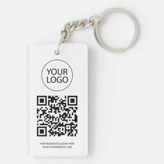 Gepersonaliseerde QR Code Visitekaartje Uw Logo wi Sleutelhanger (achterkant)