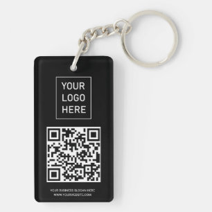 Gepersonaliseerde QR-code Visitekaartje Uw Logo Zw Sleutelhanger