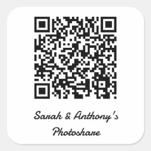 Gepersonaliseerde QR-code Wedding Photo Share Webs Vierkante Sticker