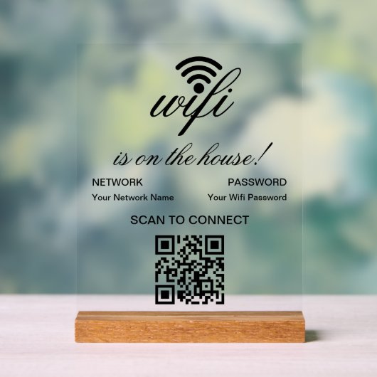 Gepersonaliseerde QR-code WiFi Internet Scan om ve Acryl Bord (Neutraal)