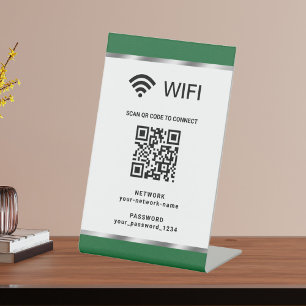 Gepersonaliseerde QR Code Wifi Netwerk en Wachtwoo Reclamebord Met Voetstuk