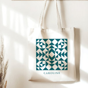 Gepersonaliseerde Quilt Block Gift voor Quilter Bl Tote Bag