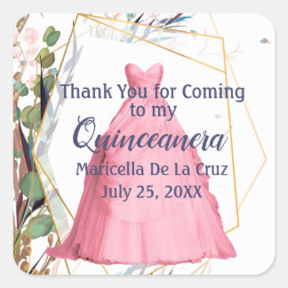 Gepersonaliseerde Quinceañera Gift Favoriete Stick Vierkante Sticker