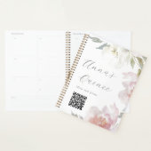 Gepersonaliseerde Quinceanera roze bloemige QR-cod Planner (Display)