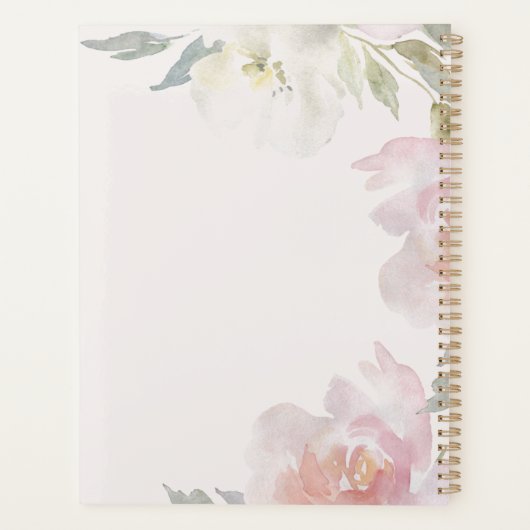 Gepersonaliseerde Quinceanera roze bloemige QR-cod Planner (Achterkant)