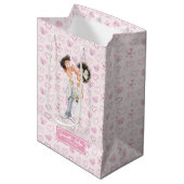 Gepersonaliseerde Quirky Bruid Bruidegom Gift Bag  Medium Cadeauzakje (Voorkant Gekanteld)