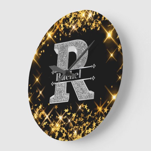 Gepersonaliseerde R Initiaal Silver Monogram Jouw Grote Klok (Hoek)