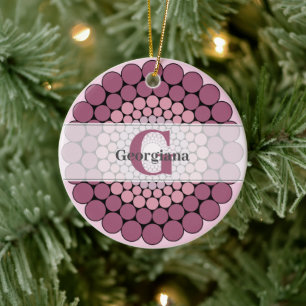 Gepersonaliseerde Radiant Dusky Roos Floral Dot Ma Keramisch Ornament
