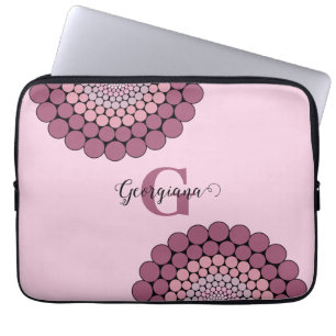 Gepersonaliseerde Radiant Dusky Roos Floral Dot Ma Laptop Sleeve