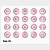 Gepersonaliseerde Radiant Dusky Roos Polka Dot Man Ronde Sticker (Vel)