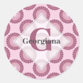 Gepersonaliseerde Radiant Dusky Roos Polka Dot Man Ronde Sticker (Voorkant)