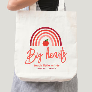 Gepersonaliseerde Rainbow Apple Teacher Quote Tote Bag