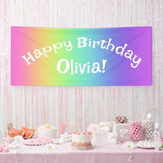 Gepersonaliseerde Rainbow Birthday Banner (Feest)
