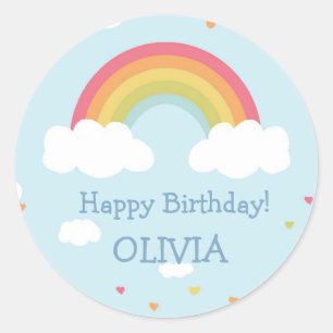 Gepersonaliseerde Rainbow Birthday Party Stickers