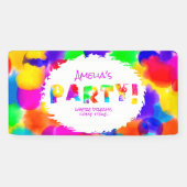 Gepersonaliseerde Rainbow Color Splash Party Spandoek (Horizontaal)