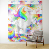 Gepersonaliseerde Rainbow Eenhoorn Prinses Wandkleed (In situ)
