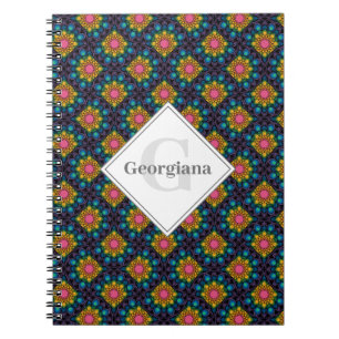 Gepersonaliseerde Rainbow Floral Fountain Art Deco Notitieboek