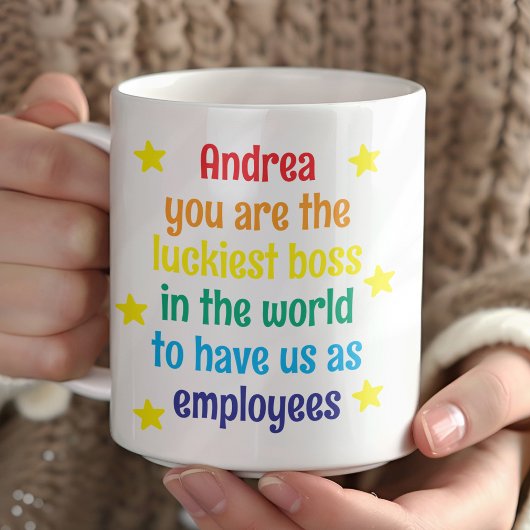 Gepersonaliseerde Rainbow Funny Boss Gift Koffiemok