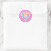 Gepersonaliseerde Rainbow Heart roze Stickers (Tas)
