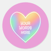 Gepersonaliseerde Rainbow Heart roze Stickers (Voorkant)
