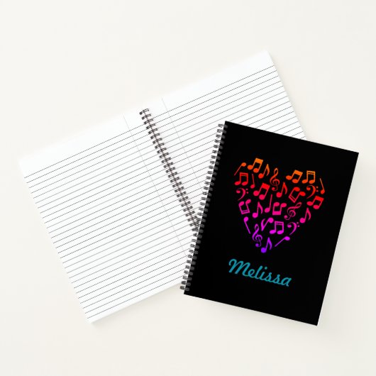 Gepersonaliseerde Rainbow Music Heart Spiral (Groo Notitieboek (Binnen)