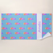 Gepersonaliseerde Rainbow Seahorse Beach Handdoek (Voorkant)