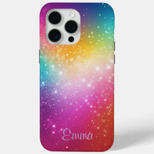 Gepersonaliseerde Rainbow Sparkle iPhone 15 Pro Max Hoesje