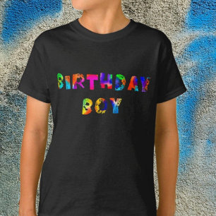Gepersonaliseerde Rainbow Splash Birthday Boy T-shirt